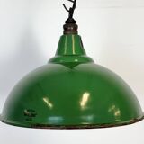 Industrial British Green Enamel Factory Pendant Lamp from Maxlume, 1960s
