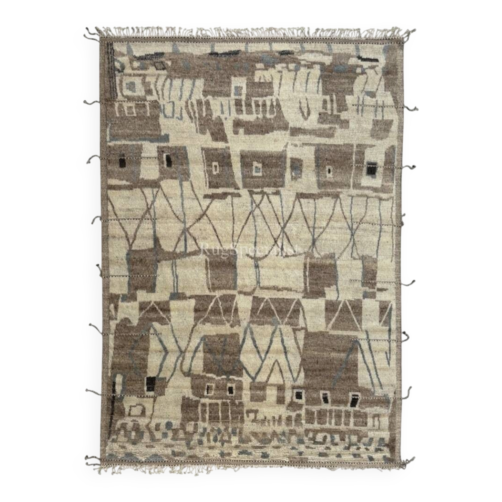 Modern Moroccan style Handmade Rug. 100% Natural Wool. Custom Options Available