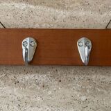 Vintage teak and aluminum towel rack