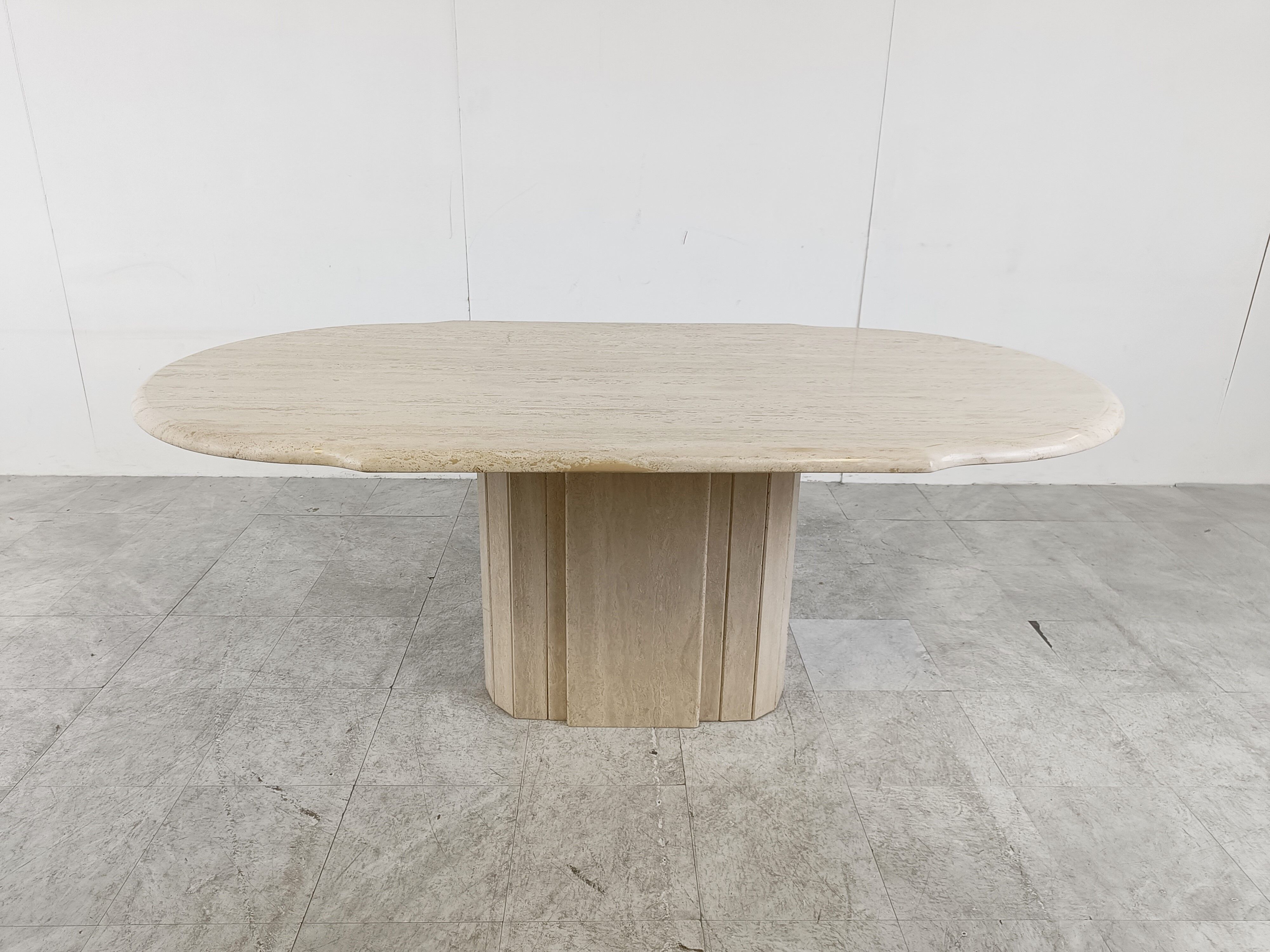 Vintage oval travertine dining table, 1970s