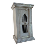 Meuble de rangement, buffet ancien en bois gris patiné