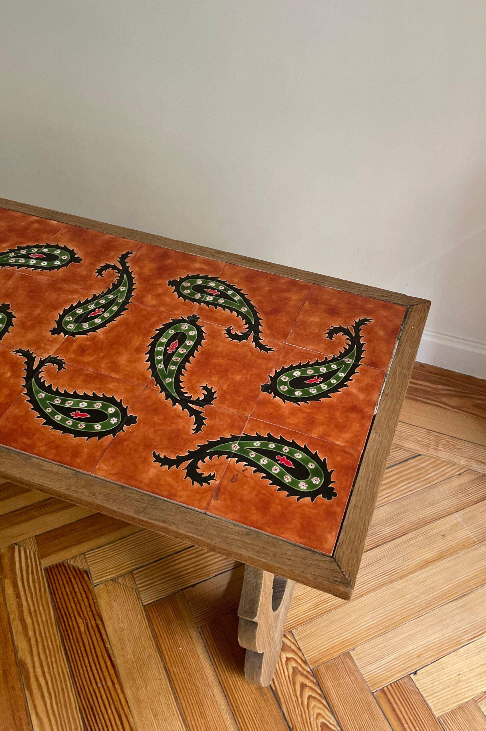 Wooden Table with Glazed Ceramic Table Top