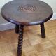 Round wooden coffee table turned Breton style, 50 cm