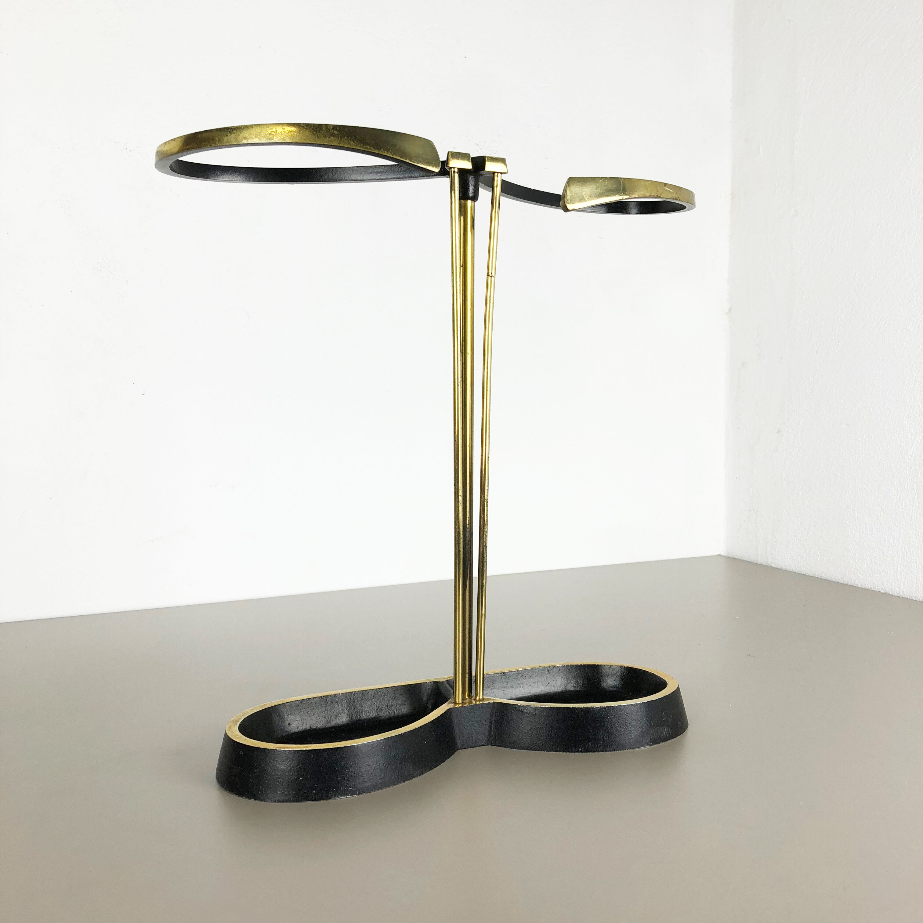 Original Midcentury Metal Brass Umbrella Stand, Germany, 1950s
