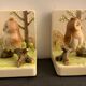 Pair of owl Japanese ceramic book greenhouses, 1980