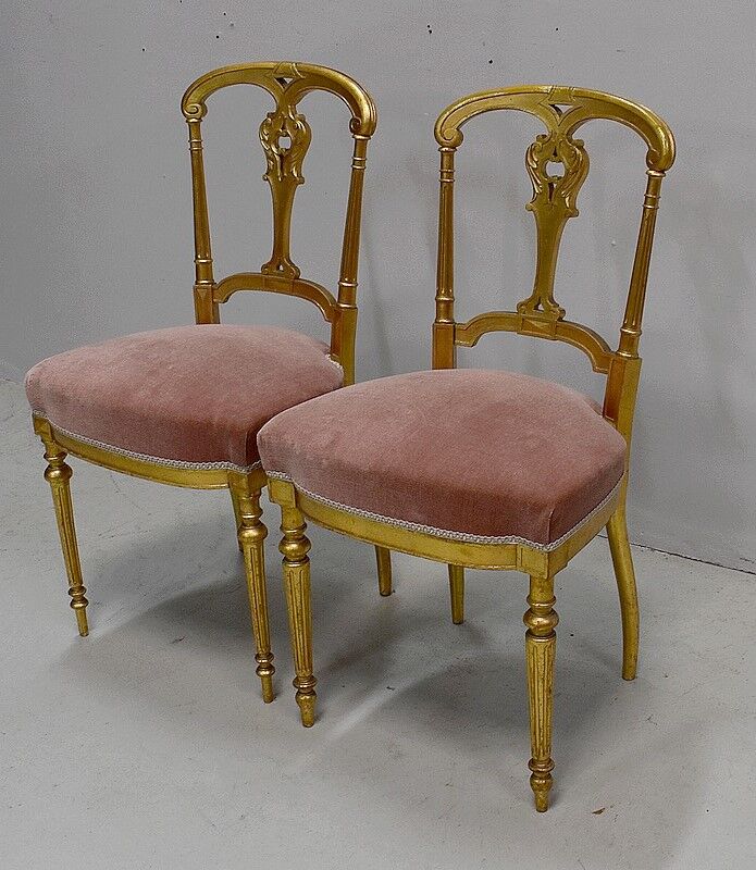 Pair of Golden Wood Chairs Napoleon III Era - Part 2 of the 19th century