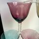 Set 6 colored wine glasses and worked feet 70s
