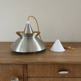 Vintage Danish chrome/ochre pendant - Doo Wop style lamp