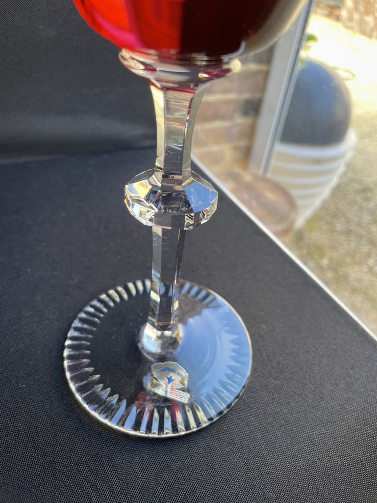 Josephinenhütte - red wine glasses (5) - Art Nouveau - Cut and engraved Crystal Roemer