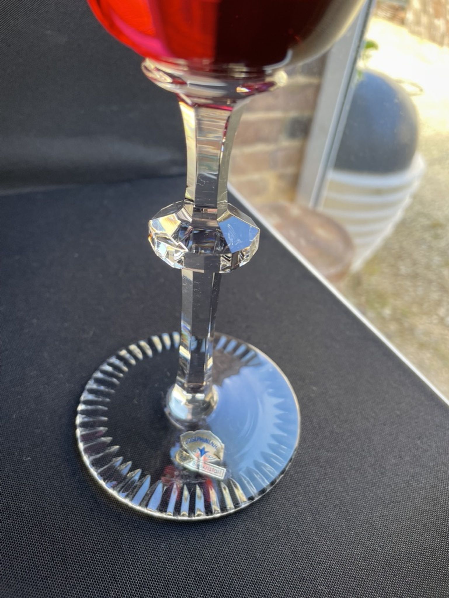 Josephinenhütte - red wine glasses (5) - Art Nouveau - Cut and engraved Crystal Roemer