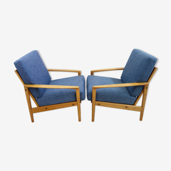 Lot de deux chaises bleues des années 1960