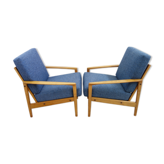 Set of two blue chairs 1960s