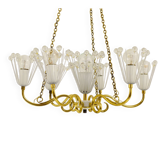 Emil Stejnar brass chandelier from the mid-century, Rupert Nikoll Vienna, Austria, 1950s.