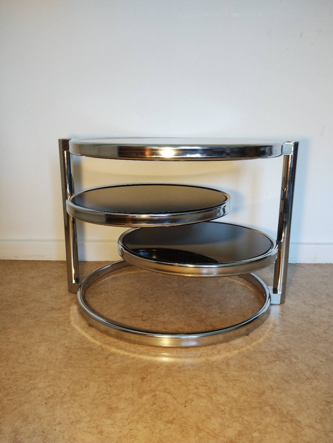 Metal and smoked glass coffee table, 1970