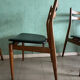 Set of six vintage scandinavian chairs. black faux leather seat, eros edition from around 1960.