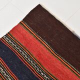 4x8 Brown & Blue Turkish Vintage Kilim Rug 139x245Cm SK 2314