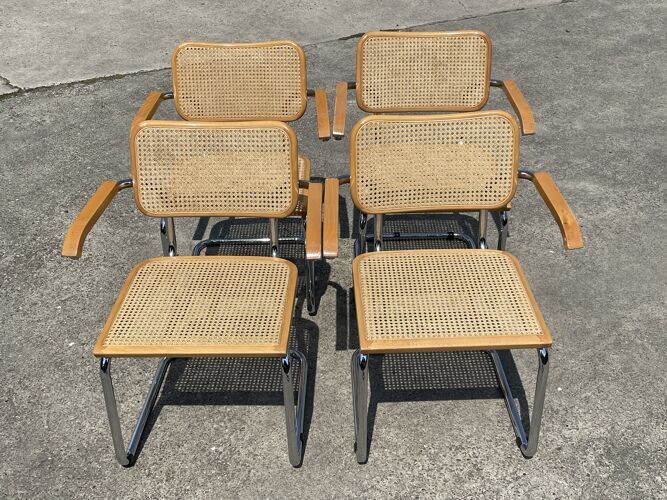 Set of 4 Cesca model armchairs by Marcel Breuer