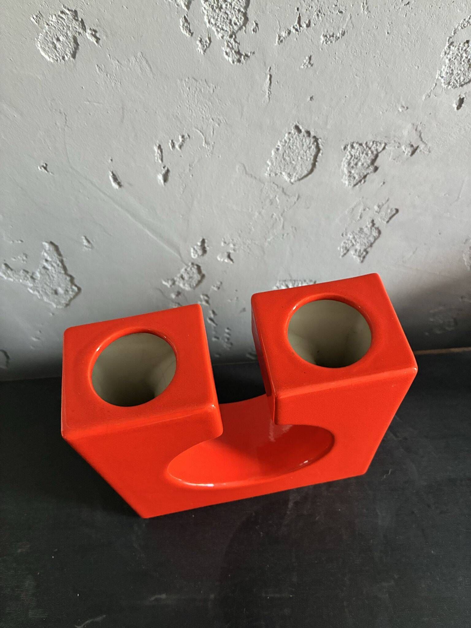 Sele Arte Nove orange ceramic vase, Italy, 1970s