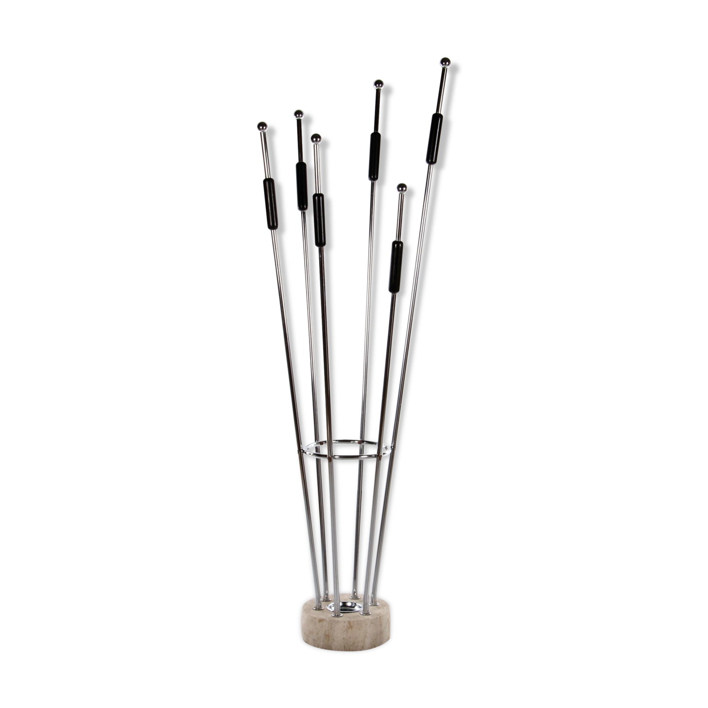 Porte-manteau en travertin chromé architectural italien années 1960