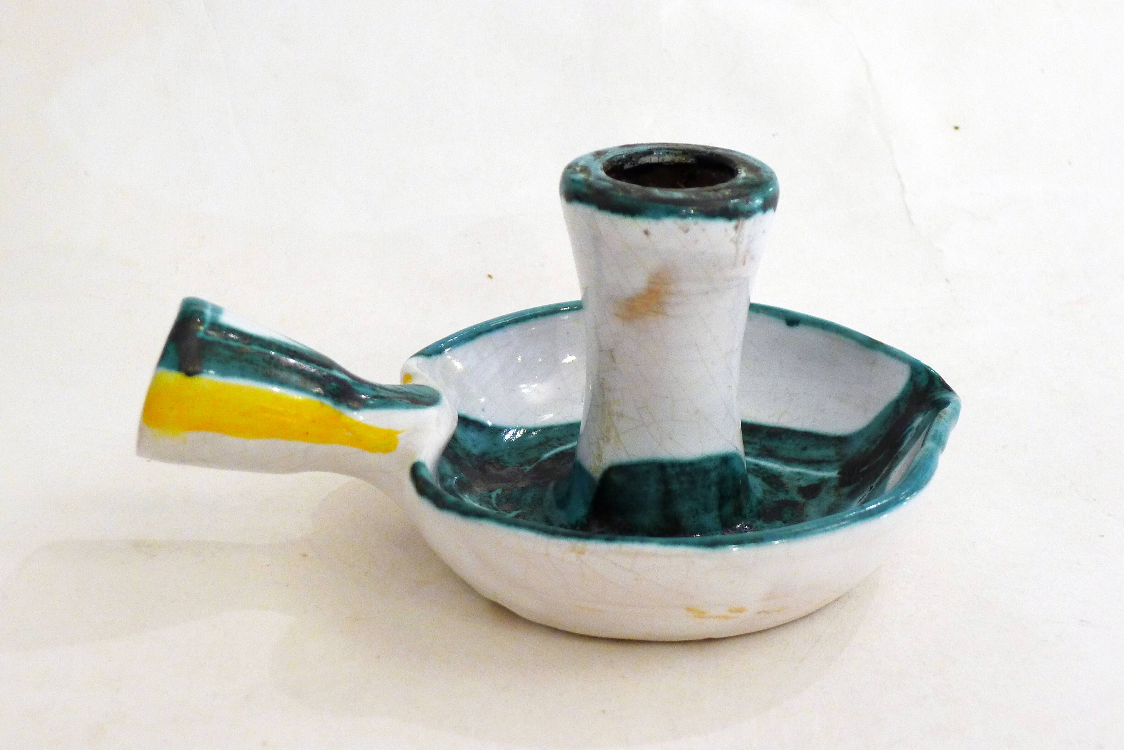 Midcentury Ceramic Candle Holder Picault Style