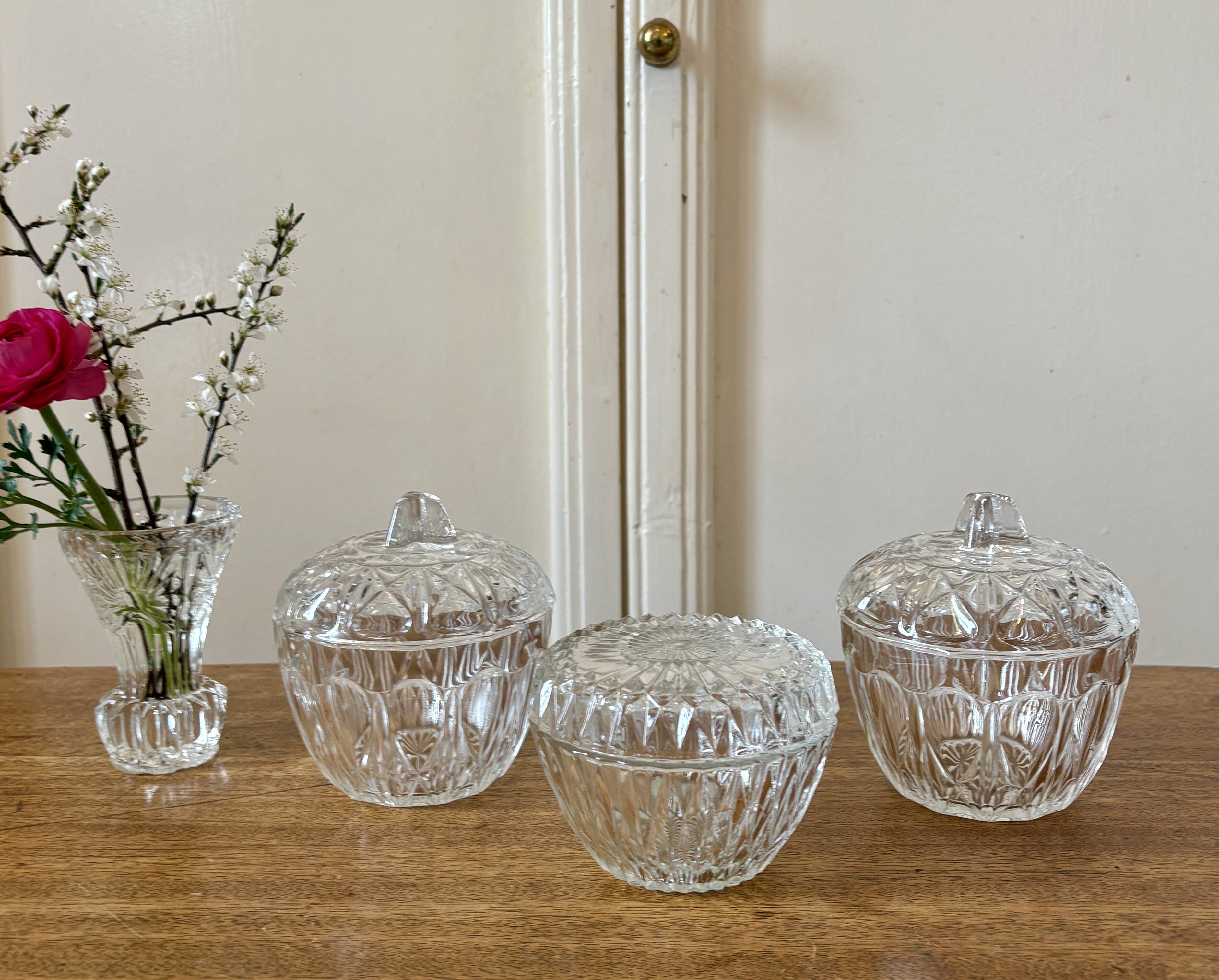 Set of 3 vintage glass candy jars