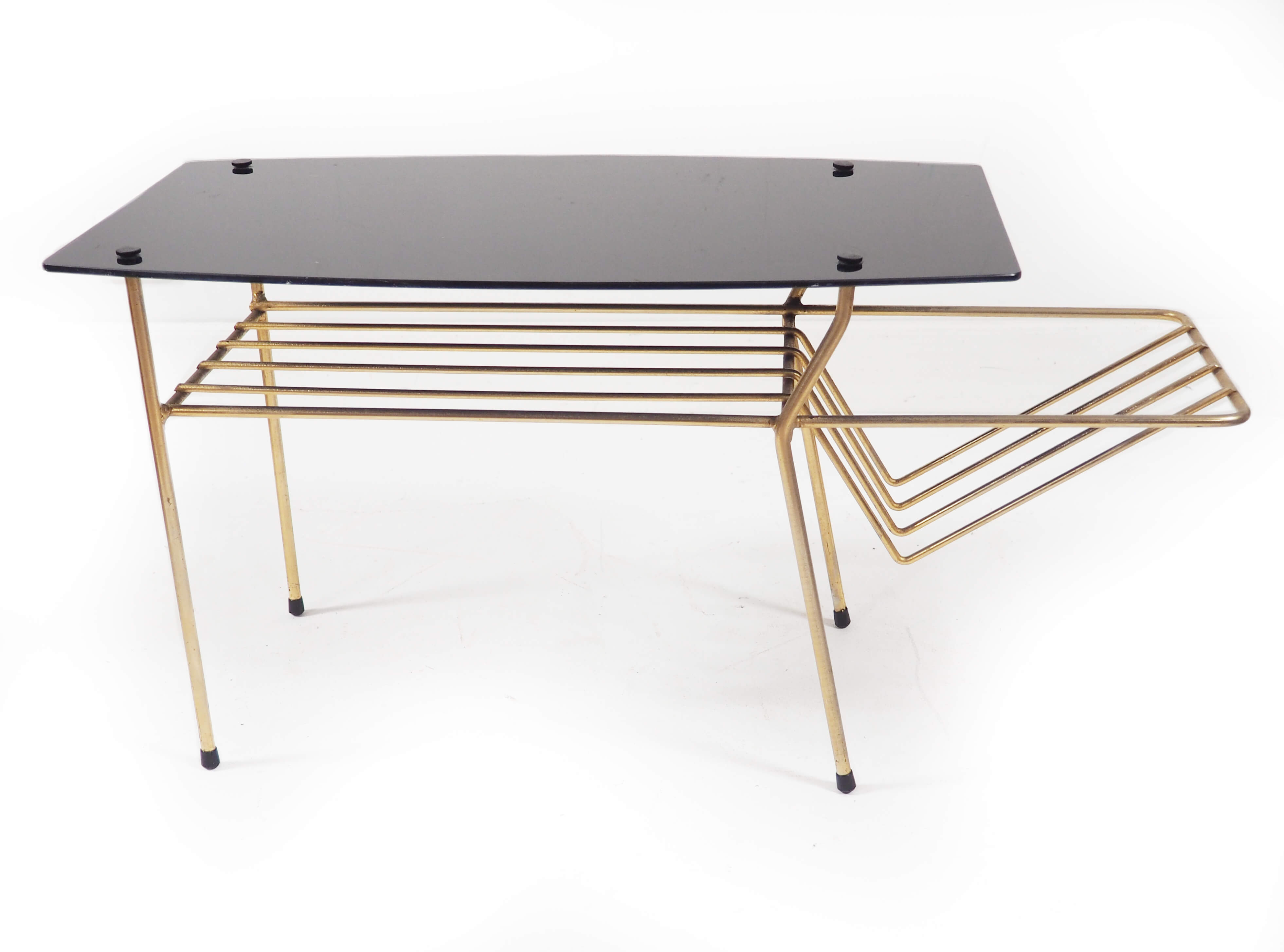 Coffee table glass and brass