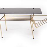 Coffee table glass and brass