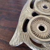 Owl trivet in golden brass