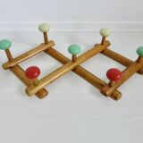 Wall-mounted coat rack, accordion, with 8 hooks, 50s-60s