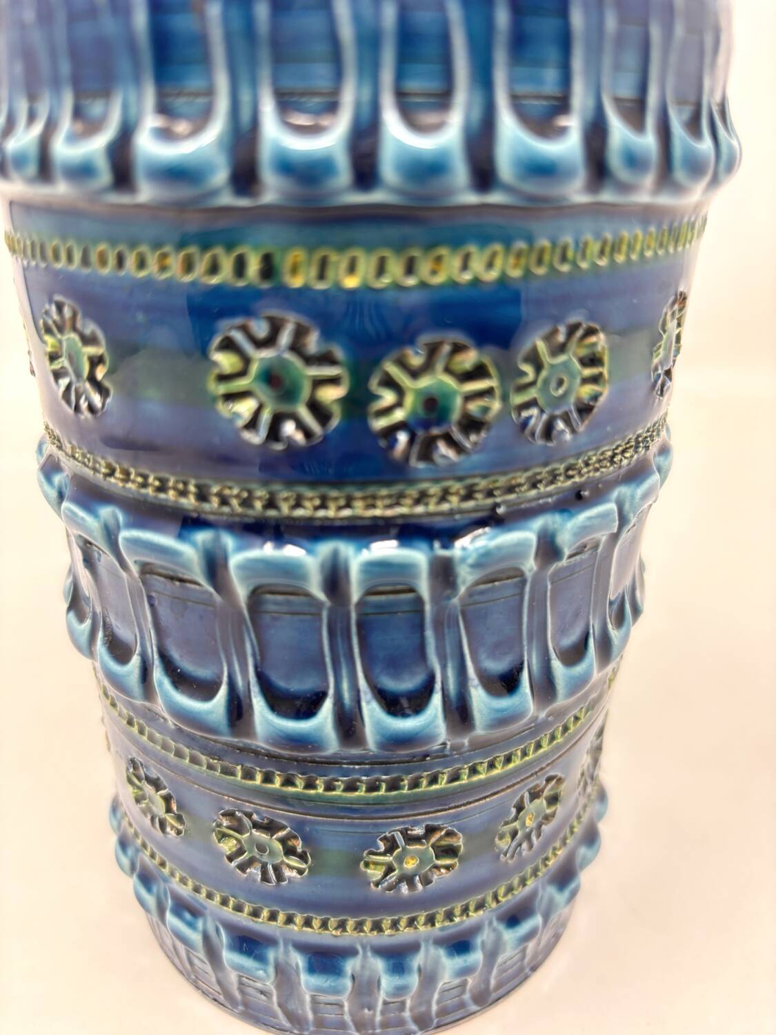 Bitossi ceramic blue green vase