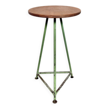 Tabouret d'atelier industriel vert, années 1960