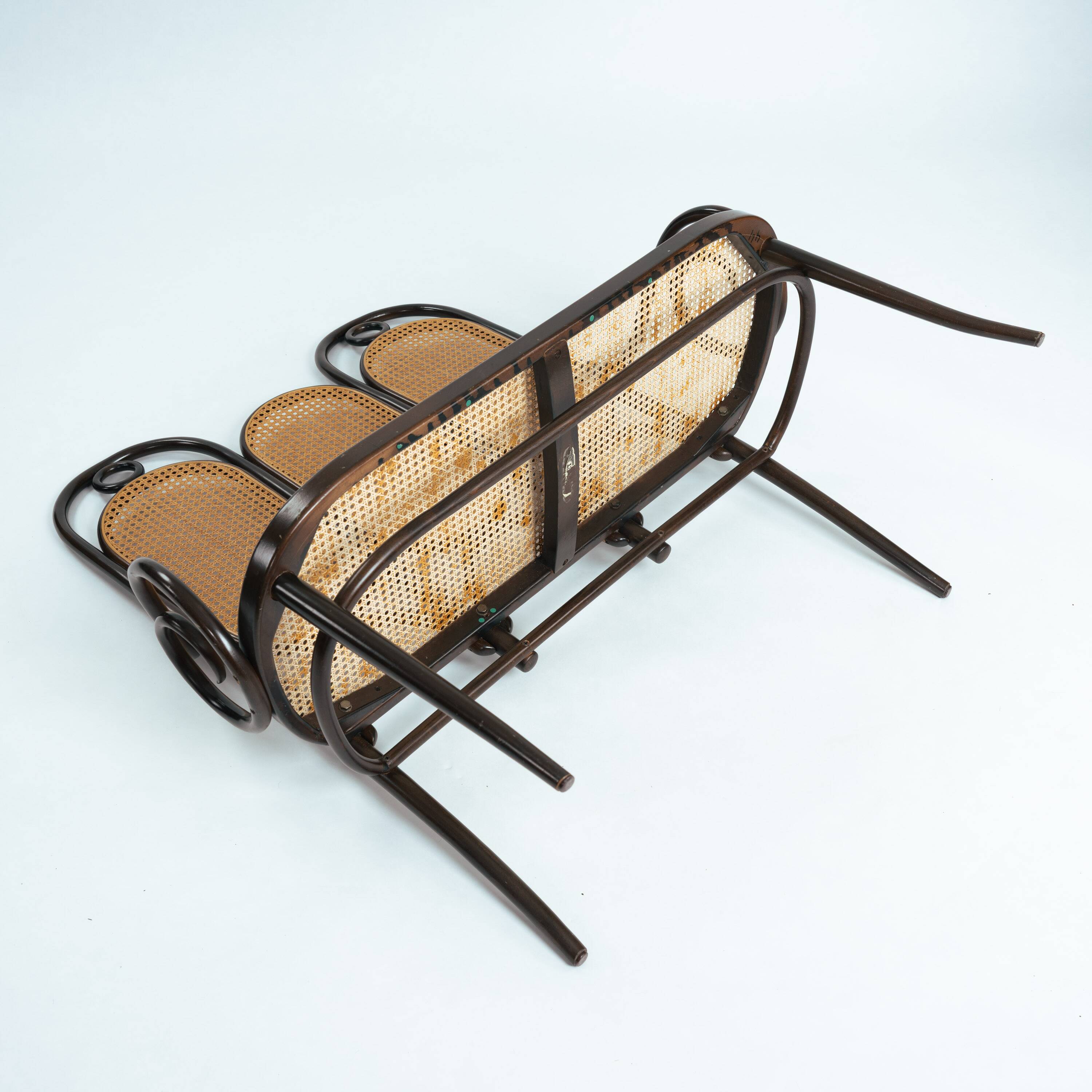 Thonet bench vienna straw Long John sofa, Vienna 1920s