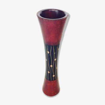 Decorated wooden vase 30cm