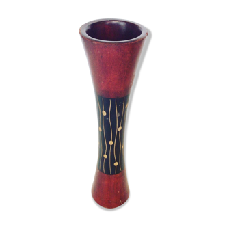 Decorated wooden vase 30cm