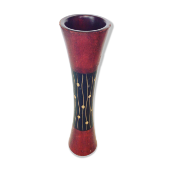 Vase en bois décoré 30cm