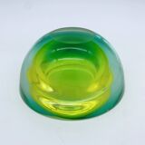 Cendrier flavio poli, murano, vert/jaune, seguso, 1970