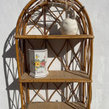 Vintage wall shelf in rattan and caning — 70s bohemian spirit