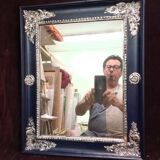 small antique silver patinated mirror
