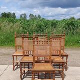 Antique set 6 - cane chair oak