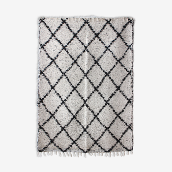 Handmade carpet - berbere inspiration - black and white - reversible