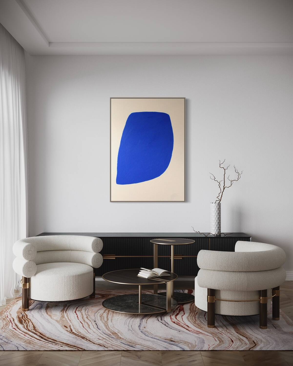 Large blue painting "Not a circle" 100x73 cm