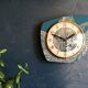 Vintage clock asymmetrical silent wall pendulum "Golden Green"