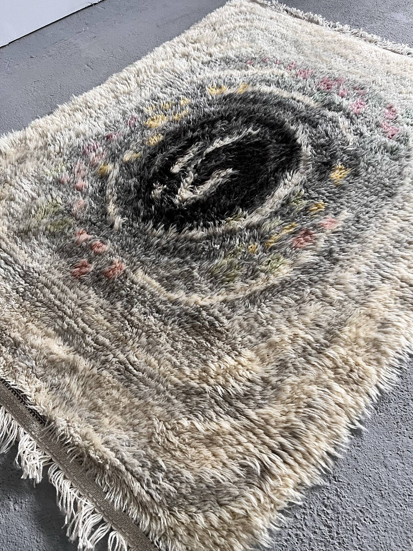 Scandinavian Rya Rug, 100% Wool, Mid Century, 1970’s Sweden