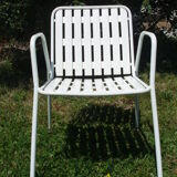 4 vintage white garden chairs in rilsan and plastic