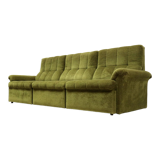 Green velvet vintage element sofa made in the 1970s