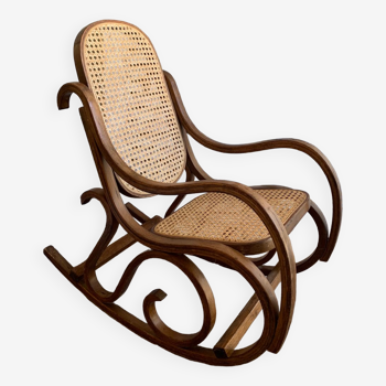 Rocking-chair armchair child wood and canning