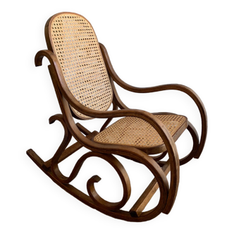 Rocking-chair enfant bois et cannage