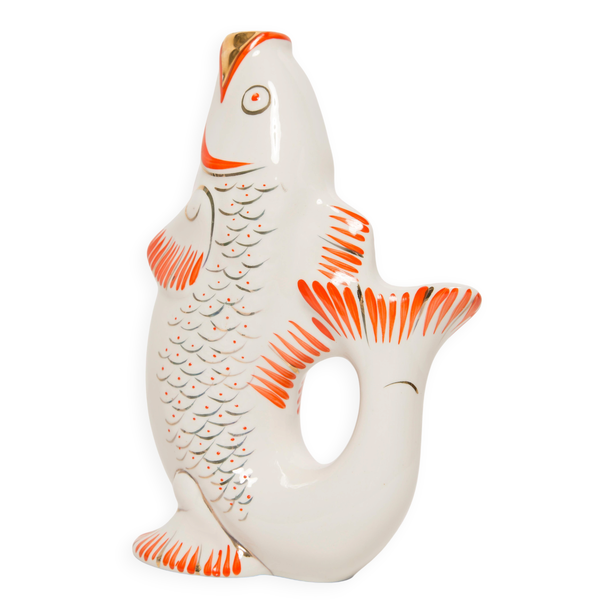 White Glass Fish Carafe/Vase
