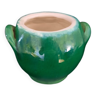 Old green glazed terracotta pot