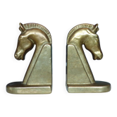 Paire de serre-livres tête de cheval en laiton